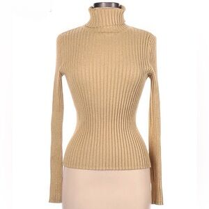 Gold Metallic Turtleneck Sweater Size Medium